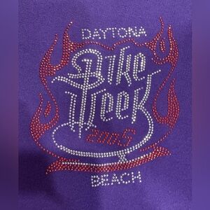 Vintage 2005 Biker Design Ladies Daytona Bike Week Bedazzled T-Shirt Sz Large.